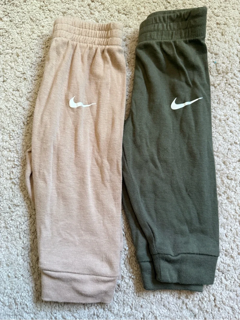 Nike Baby Bodysuit & Jogger Set bundle- Olive, white, Beige- size 3-6